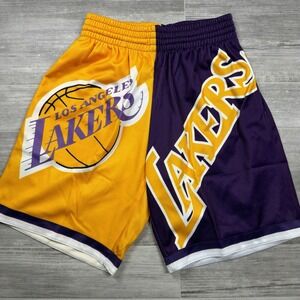 Los Angeles Lakers Mitchell & Ness Big‎ Face Fashion Shorts Small MSRP $80 NWT
